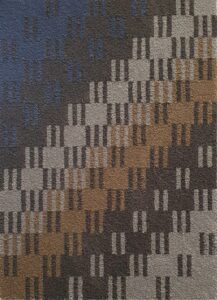 Blue grey brown diagonal blocks rug